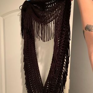 Black Fringe Infinity Scarf